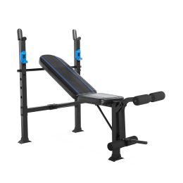 Adjustable Standard Weight Bench with Leg Developer;  Blue Stripes (500 lb Weight Capacity)