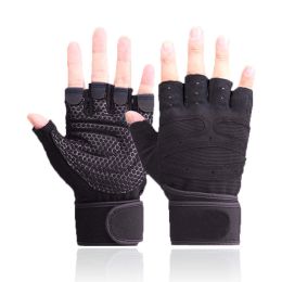 Sports fitness microfiber gloves (Color: Black)