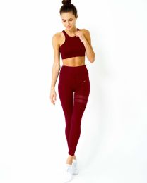 Ashton Set - Sports Bra & Leggings - Maroon (size: large)